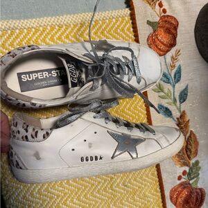 Golden Goose White and Silver Superstars